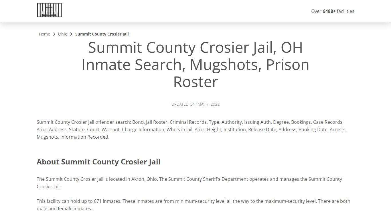 Summit County Crosier Jail, OH Inmate Search, Mugshots ...